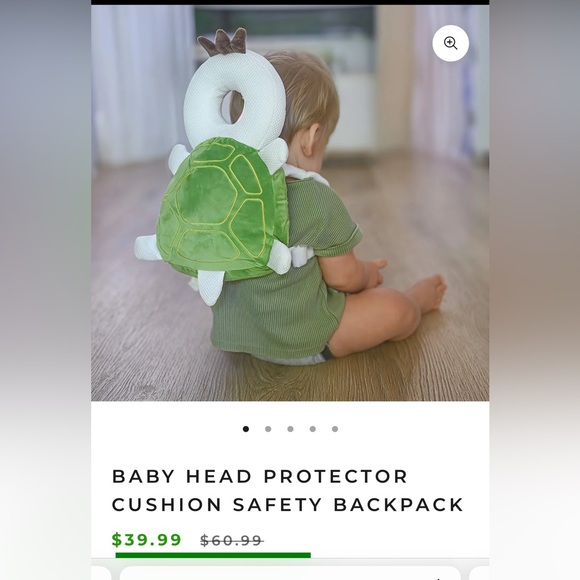 Green Turtle Shell Head Protector Backpack - Picture 3 of 6